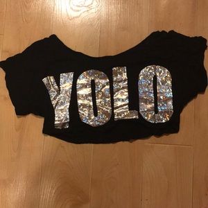FINAL PRICE- YOLO Holographic Top- WORE ONCE